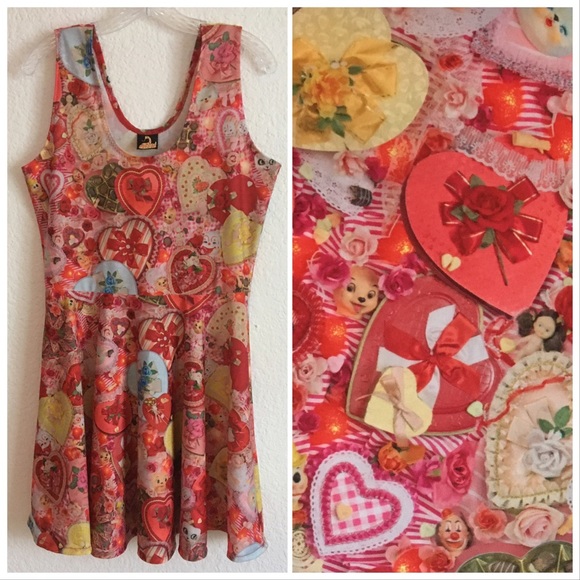 Pretty Snake Goth Valentine Kitschy Witch Stretchy Skater Dress Fits Like Medium - Picture 1 of 8